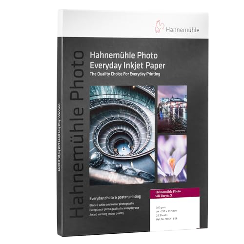 Hahnemühle Photo Silk Baryta X, zellulosebasiertes Inkjet-Papier mit 310 g/m², seidenmatt, weiß (210 x 297 mm) von Hahnemühle