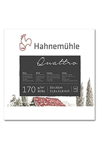 Hahnemühle Quattro Skizzenpapier, quadratischer Zeichenblock, 170 g/m², naturweiß, 30 x 30 cm Hahnemühle Quattro Skizzenpapier, quadratischer Zeichenblock, 170 g/m², naturweiß, 30 x 30 cm von Hahnemühle
