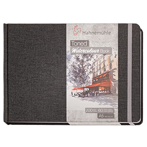 Hahnemühle Skizzenbuch Toned Watercolour Book personalisiert mit Namen Grey A5 quer 200g/m² 30 Blatt von Hahnemühle