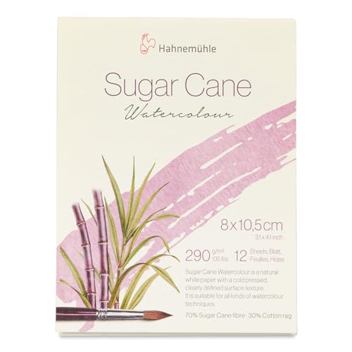 Hahnemühle Sugar Cane Watercolour, Aquarellpapier aus Zuckerrohr, 290 g/m², naturweiß, 12 Blatt (8 x 10,5 cm) von Hahnemühle