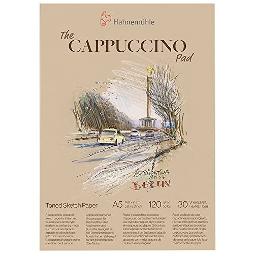 Hahnemühle The Cappuccino Pad, 120g/m², 30 Blatt/60 Seiten, Skizzenpapier, getöntes Zeichenpapier (A5) von Hahnemühle