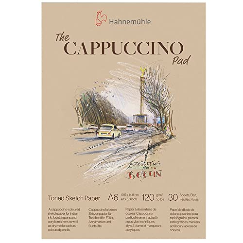 Hahnemühle The Cappuccino Pad, 120g/m², 30 Blatt/60 Seiten, Skizzenpapier, getöntes Zeichenpapier (A6) von Hahnemühle