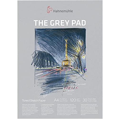 Hahnemühle The Grey Pad 120 g/m², 30 Blatt/60 Seiten, Skizzenblock, grau getöntes Papier, (A4) von Hahnemühle