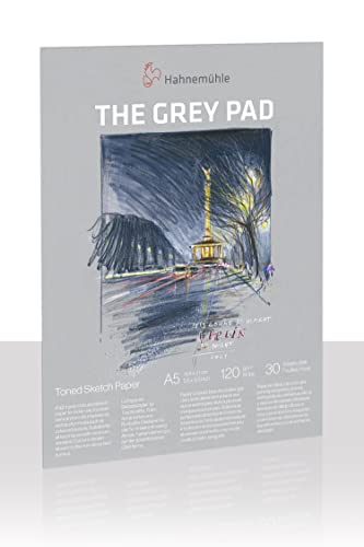 Hahnemühle The Grey Pad 120 g/m², 30 Blatt/60 Seiten, Skizzenblock, grau getöntes Papier, (A5) von Hahnemühle