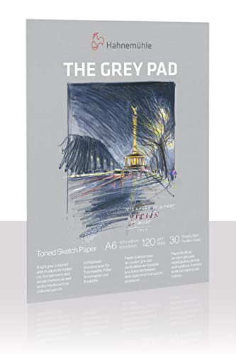 Hahnemühle The Grey Pad 120 g/m², 30 Blatt/60 Seiten, Skizzenblock, grau getöntes Papier, (A6) von Hahnemühle