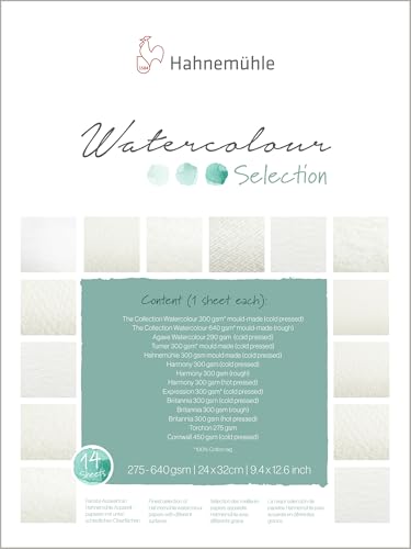 Hahnemühle Watercolour Selection, 14 verschiedene Aquarellpapiere zum testen, 275-640 g/m², 24x32cm von Hahnemühle
