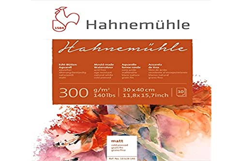 Hahnemuhle 300gsm Matt Watercolour Block, 10 Bögen, 30 x 40 cm von Hahnemühle