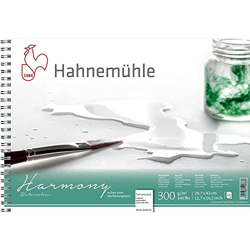 Hahnemühle Harmony Watercolour, satiniert, DIN A3, spiralisiert, 300g/m², naturweiß, 12 Blatt von Hahnemühle