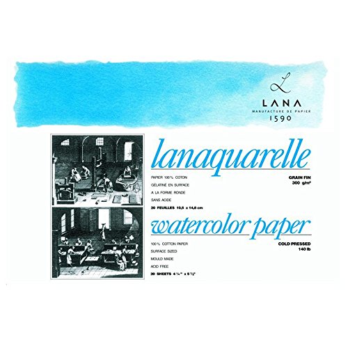 Lanaquarelle, 100% Baumwolle, Aquarellblock, 300 g/m², matte Oberfläche, 20 Blatt, 23x31cm von Hahnemühle
