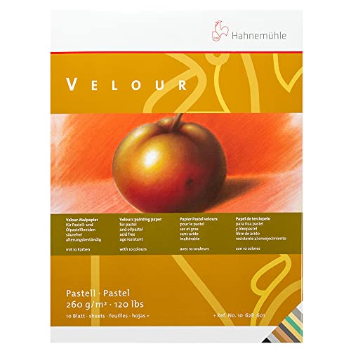 Pastellpapier Velour Block 10Farben 260g/m², 30x40cm, 10Blatt von Hahnemühle