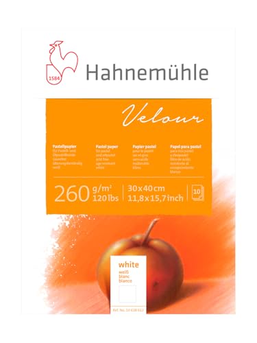 Pastellpapier Velour Block weiß 260g/m², 30x40cm, 10Blatt Pastellpapier Velour Block weiß 260g/m², 30x40cm, 10Blatt von Hahnemühle