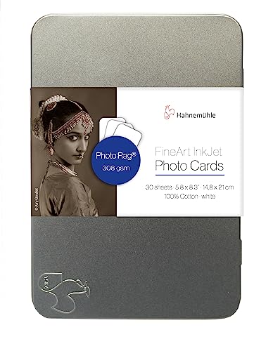 Hahnemühle Inkjet Fotokarten, Mini Foto-Postkarten, PhotoRag® 308, matt, weiß, 30 Blatt, DIN A5 von Hahnemühle