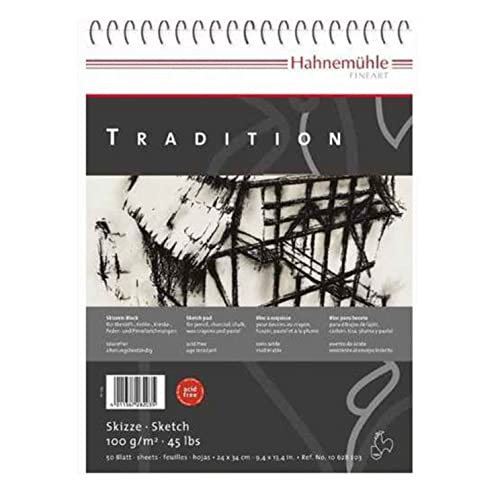 Hahnemühle Tradition Skizzenpapier, Zeichenblock mit 100 g/m², spiralisiert, 50 Blatt, 24x34 cm von Hahnemühle