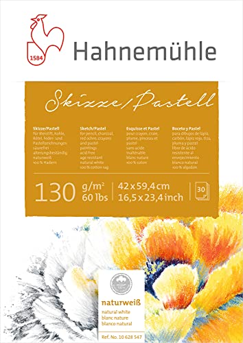 Hahnemühle Skizze/Pastellblock, DIN A2, naturweiß, feinkörnig, 130g/m², 30 Blatt von Hahnemühle