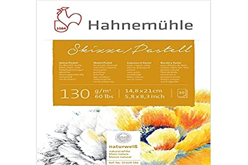 Skizze/Pastell-Block 100% Hadern 130g/m², DIN A5, 30Blatt von Hahnemühle