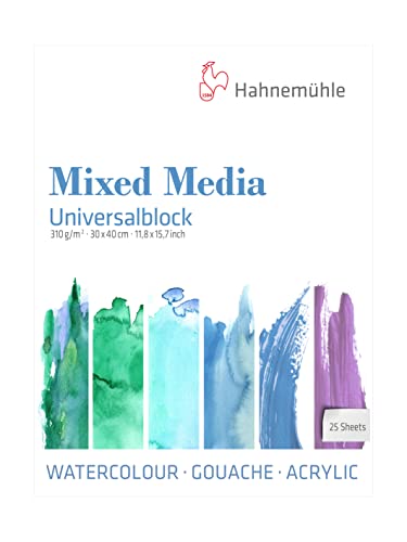 Hahnemühle Mixed Media Universalblock, feinkörnige Oberflächenstruktur, naturweiß, 310 g/m², 30x40 cm von Hahnemühle