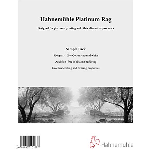Hahnemühle Platinum Rag Fine Art Paper Sample Pack, Probierpackung, 21,6 x 27,9 cm, 5 Blatt, naturweiß von Hahnemühle