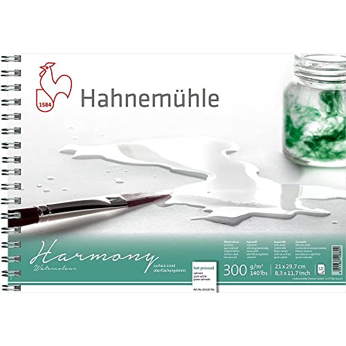 Hahnemühle Harmony Watercolour, satiniert, DIN A4, spiralisiert, 300g/m², naturweiß, 12 Blatt von Hahnemühle