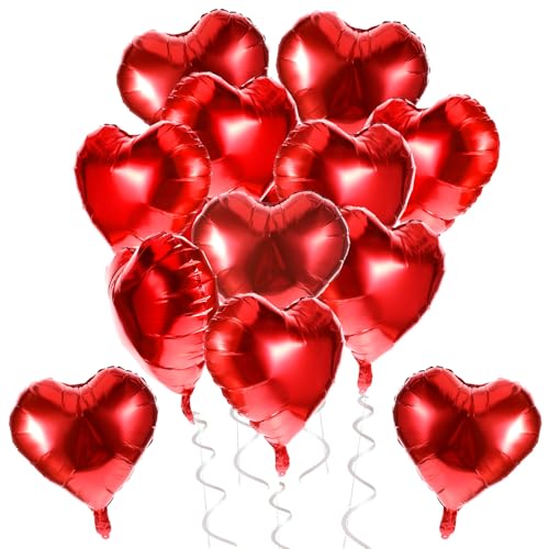 12 Stück Herz Folienballons Rot Herz Helium Luftballons Herzballons Rot Herzform Herzballons Hochzeit Folienluftballon Folienballons Hochzeit für Geburtstag Verlobung Muttertag Valentinstag Party Dek von HaiFafafaing