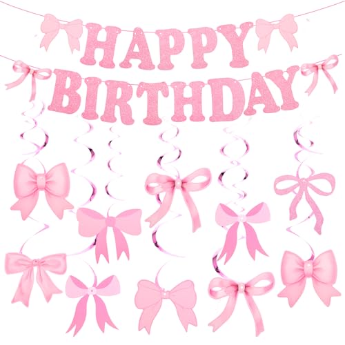 31 PCS Geburtstagsgirlande Pink Happy Birthday Girlande Rosa Schleife Geburtstag Dekorationen Hängende Pink Glitzerndes Geburtstagsbanner für Mädchen und Frauen Geburtstagsparty Dekoration 31 PCS Geburtstagsgirlande Pink Happy Birthday Girlande Rosa Schleife Geburtstag Dekorationen Hängende Pink Glitzerndes Geburtstagsbanner für Mädchen und Frauen Geburtstagsparty Dekoration von HaiFafafaing