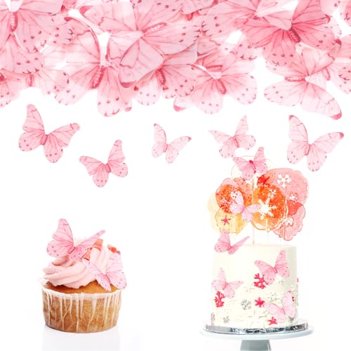 40 Stück Rosa Schmetterlings Kuchen Deko Essbar Tortendeko Schmetterlingen Kuchen Dekoration Geburtstagstorte Tortendeko Hochzeit Dekorationgeburtstag von HaiFafafaing