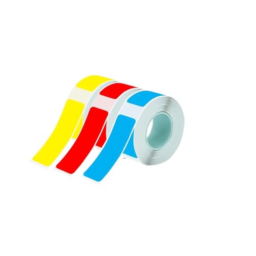 Etikettenband in verschiedenen Farben, 12 mm x 40 mm, kompatibel mit Phomemo D30, D35, wasserdicht, laminiert, benutzerdefinierte Aufkleber, Büroetiketten, Ersatz (Gelb/Rot/Blau), 3 Rollen von Haihaixiong