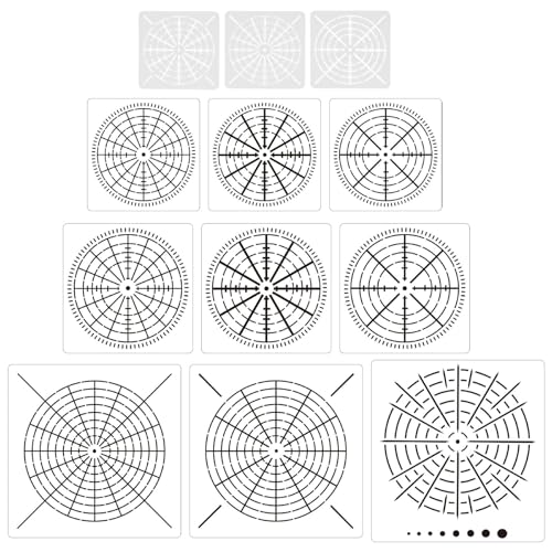 12pcs Geometrische Schablonen 16 Segment Geometrische Punkt Malerei Werkzeug Malerei Schablonen Vorlagen Für Malprojekt von Haiki