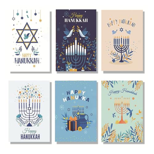 30pcs Menorah Vogeldruck Hanukka Grußkarten Mit Umschlägen Humor Holiday Sortments Happy Hanukka Notizkarte Party von Haiki
