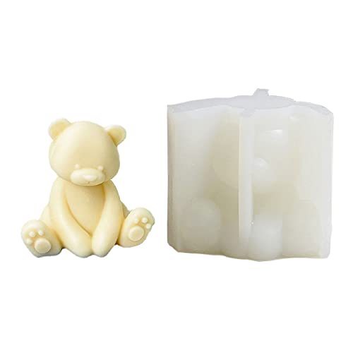 3D-Form sitzender Bär, Silikonform, handgefertigte Seifenform, Fondant, Süßigkeiten, Kuchendekorationswerkzeug von Haiki