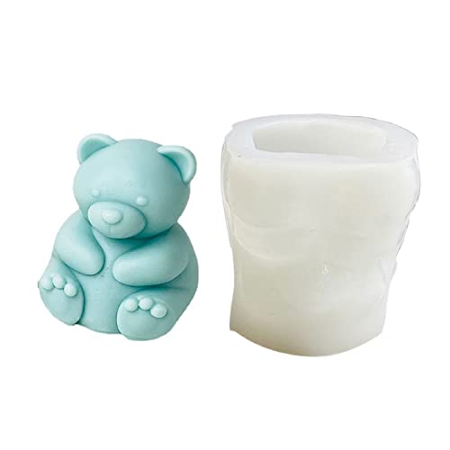 3D-Form sitzender Bär, Silikonform, handgefertigte Seifenform, Fondant, Süßigkeiten, Kuchendekorationswerkzeug von Haiki