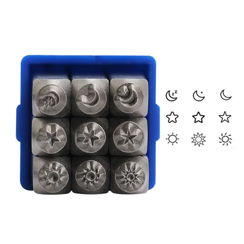 9 Stücke Schmuckstempel Set Mit Celestials Designs Accessoire Zum Anpassen Von Metalllücken Und Handwerksprojekten von Haiki
