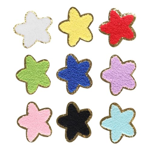 9 x Stickerei-Aufnäher zum Aufbügeln, Stern-Aufnäher, selbstklebend, für Kinderkleidung, Jeans, Jacken, Hüte von Haiki