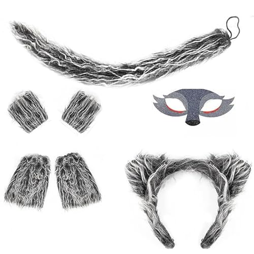 Elegantes Wolf Kostüm Set Für Kinder Weiche Wolle Stoff Tierstirnbänder Und Schwanz Für Halloween Und Themenpartys Elegantes Wolf Kostüm Set Für Kinder Weiche Wolle Stoff Tierstirnbänder Und Schwanz Für Halloween Und Themenpartys von Haiki