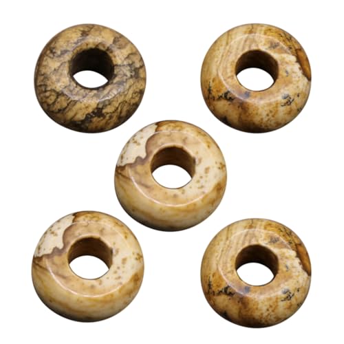 Haiki 5 Stück 8 x 14 mm Naturstein Kristall runde Form große Loch Perlen Anhänger Schmuckherstellung Halskette Ohrringe von Haiki