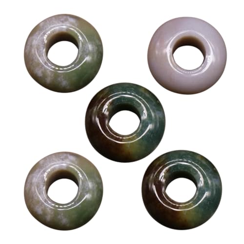 Haiki 5 Stück 8 x 14 mm Naturstein Kristall runde Form große Loch Perlen Anhänger Schmuckherstellung Halskette Ohrringe von Haiki