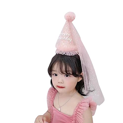 Haiki Delicate Birthday Cone Kopfbänder Mit Schleier Für Mädchen Geburtstagsfeier Foto Requisiten Funkelnde Pailletten Kopfbedeckung von Haiki