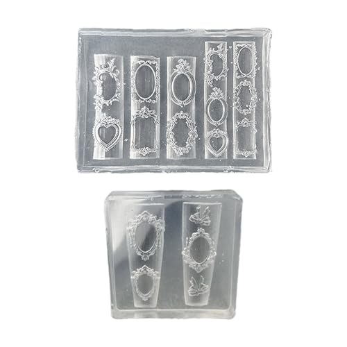 Pack OOF 2PCS Silikonnägel Kunstformen Mit Geprägter Rahmendesign Für Handgefertigte Nägel Dekoration Harznägelkunstform Kit Kit Pack OOF 2PCS Silikonnägel Kunstformen Mit Geprägter Rahmendesign Für Handgefertigte Nägel Dekoration Harznägelkunstform Kit Kit von Haiki
