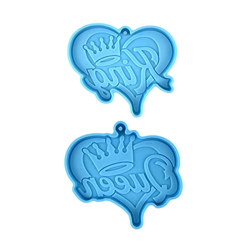 Schlüsselbund Silikonform Herzform Kronen Keychain Charm Epoxidharz Gussformen Mit Loch Für Handwerk von Haiki
