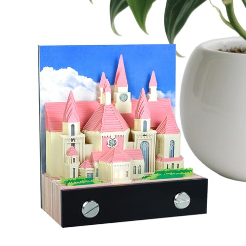 2026 3D Notizblock, Papierkunst 3D Kirche Notizblock, Haushalt Notizbücher für täglichen Einzug Weihnachten Studentenzimmer Party Kinderzimmer Wohnung Ferien Schule Wochentag Schlafzimmer von Hailerio