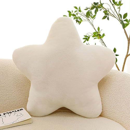 Kuschelkissen Kinder Sternkissen, Weiche Flauschige Sternform Zierkissen Sofakissen, Kuschelkissen in Stern Form, Plüsch Kissen Dekokissen für Kinderzimmer Schlafzimmer Deko (40cm, Milchweiß) von Hailmkont