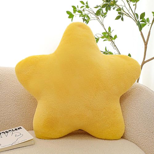 Kuschelkissen Kinder Sternkissen, Weiche Flauschige Sternform Zierkissen Sofakissen, Kuschelkissen in Stern Form, Plüsch Kissen Dekokissen für Kinderzimmer Schlafzimmer Deko (60cm, Milchgelb) von Hailmkont