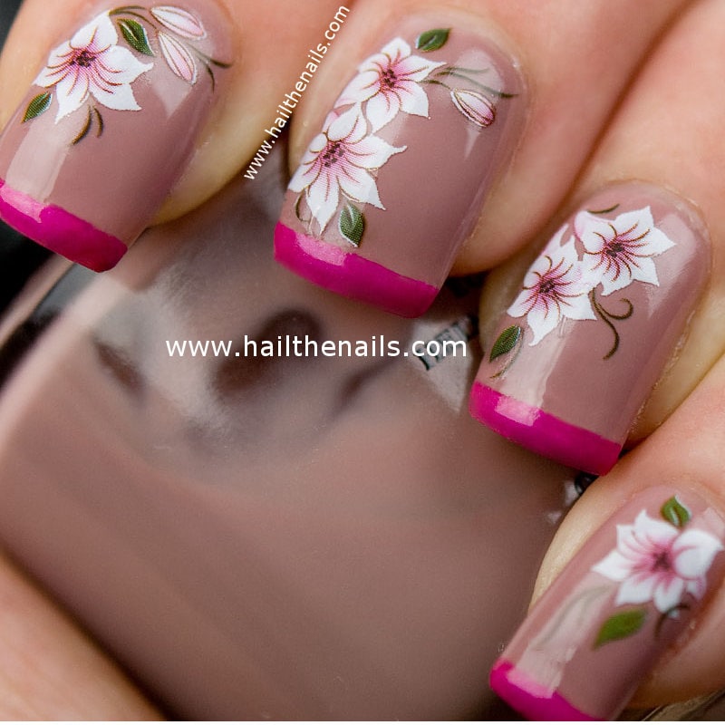 Floral Nail Art Liefert Wasser Transfer Aufkleber Rosa & Weiß Lily Blume Y101 von Hailthenails