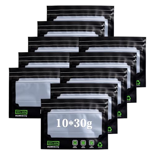 10x 30g Grove Bags,Wiederverwendbare Aufbewahrungsbeutel,Luftdichte Aufbewahrungsbeutel mit Geruchskontrolle + UV-Schutz,Relativer Luftfeuchtigkeit Zwischen 58 und 62% Optimaler Schutz für Kräuter von Hainue