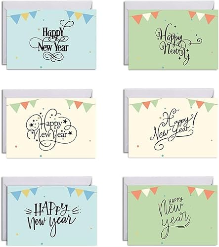 Haione Neujahrskarten,blanko,Grußkarten,Multipack,Neujahrs-Klappkarten,Notizkarten mit Umschlägen für Familie und Freunde,Notizzettel-Set,6 Stück Haione Neujahrskarten,blanko,Grußkarten,Multipack,Neujahrs-Klappkarten,Notizkarten mit Umschlägen für Familie und Freunde,Notizzettel-Set,6 Stück von Haione