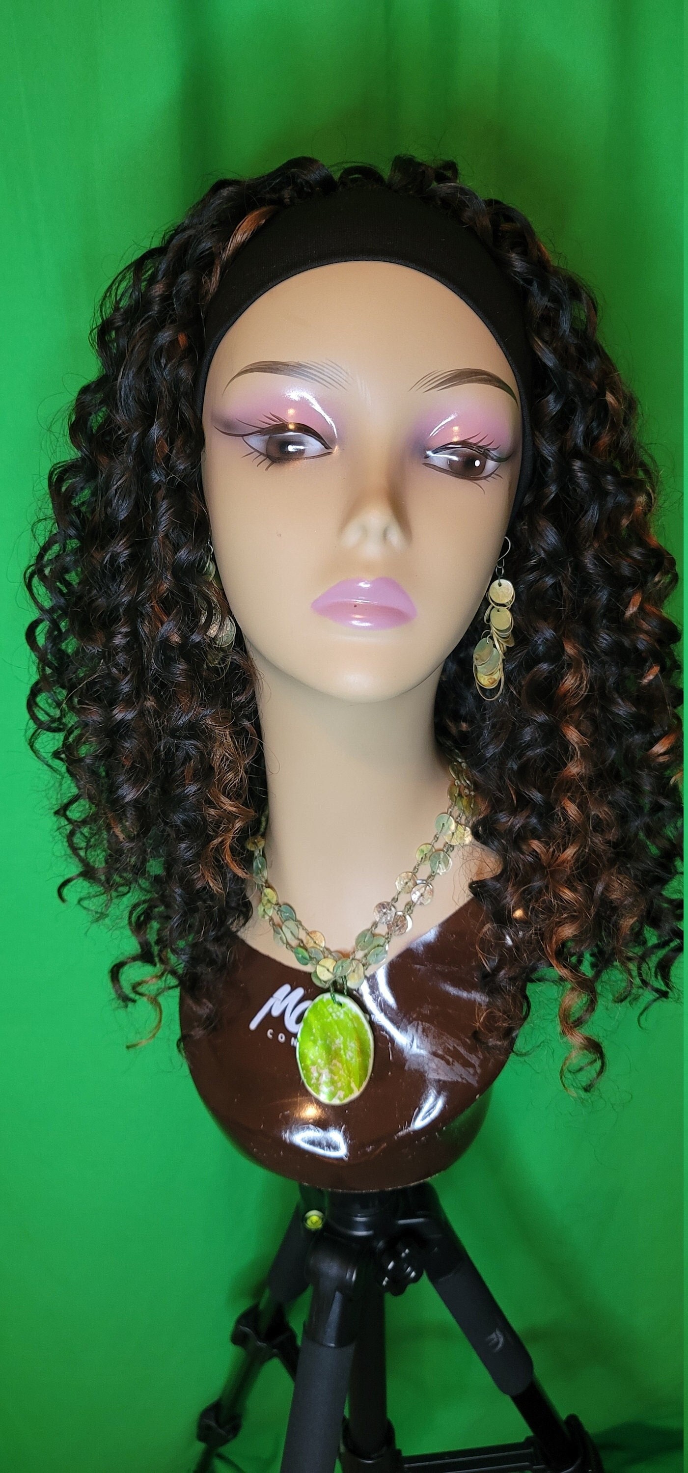 Neue Handgemachte Gogo Curl Stirnband Häkelperücke Farbe #1B/30 von HairProphecyWigShop