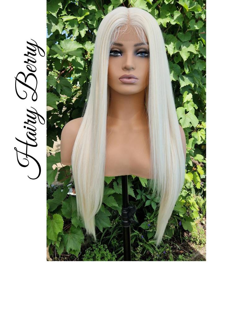 Lace Front Perücke, Drag Queen Perücke, Perücken Für Frauen, Cosplay Platinblonde Schwarze Weiße Lange Perücke von HairyBerrysWigs