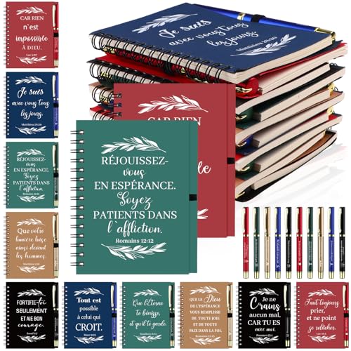 Christliches Geschenkset, 20-teilig, Kugelschreiber und Notizbuch, Gebetstagebuch mit Bibelversen, Kugelschreiber, religiöse inspirierende Geschenke für Ihn, sie, Kirchenkollegen, 5 Farben von Haishell