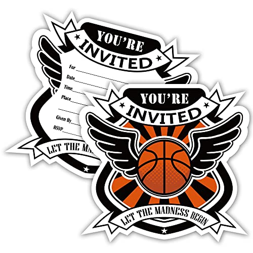 Haizct Basketball-Einladungen mit Umschlägen, Basketball-Einladungskarten für Kinder, Jugendliche, Erwachsene, Sportparty, Jungen und Mädchen, 15 Stück von Haizct