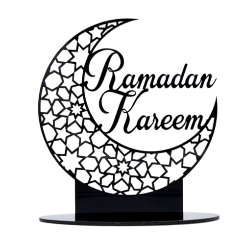 Hajimia Mittelstücke Eid Mubarak Ornament Acryl Ramadan Tischdekoration Mond hohles muslimisches Tischzeichen Schwarz von Hajimia