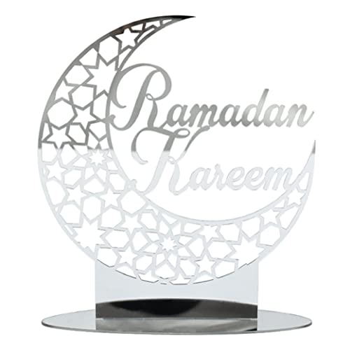 Mittelstücke Eid Mubarak Ornament Acryl Ramadan Tischdekoration Mond hohles muslimisches Tischschild Splitter von Hajimia